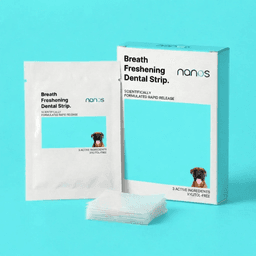 Nanos Breath Freshening Dental Strip box, pouch and strips